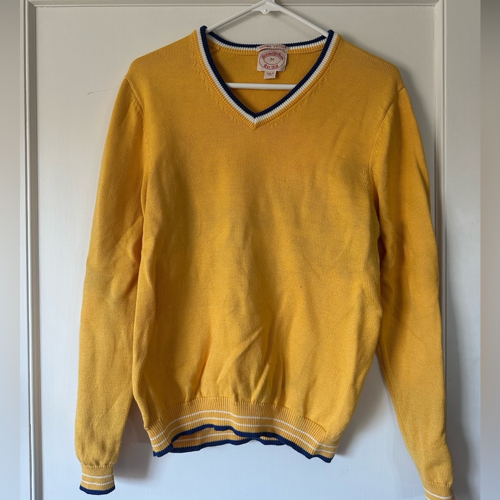 Yellow Brooks Brothers V-Neck Men's Sweater